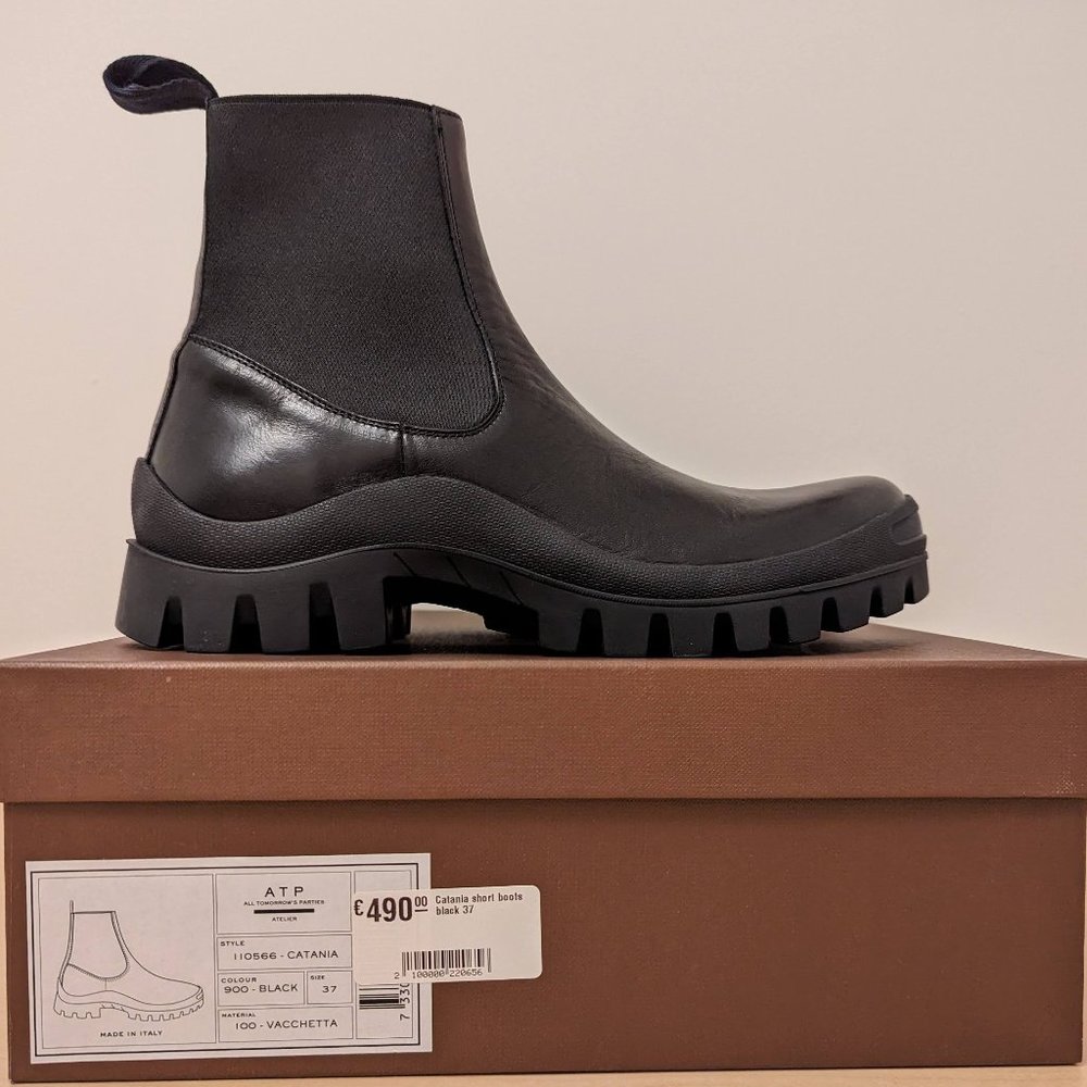 ATP Atelier Black Leather Chelsea Lug Ankle Boots